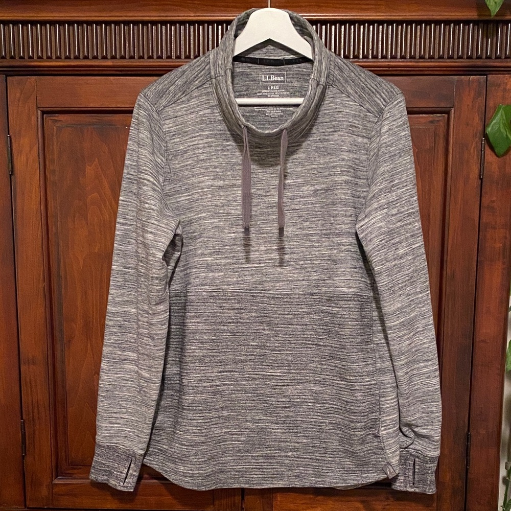 L.L. Bean Heathered Gray Cowl-Neck Pullover - Picture 4 of 15